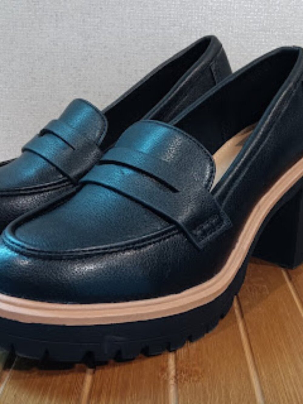 DV Dolce Vita Women's 7.5 Jayjay Black Platform Block Heel Loafer Shoes NWT